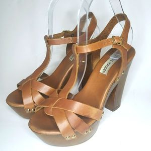 STEVE MADDEN Wooden Strappy Block Heels